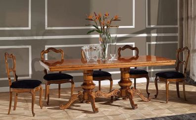 Casa Padrino Luxus Biedermeier Esszimmer Set Lila / Braun - 1 Biedermeier Esstisch