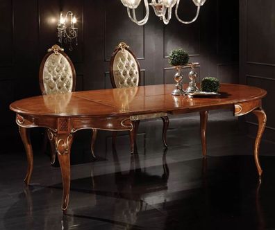 Casa Padrino Luxus Barock Esszimmer Set Braun / Gold - 1 Ausziehbarer Barock Esstisch