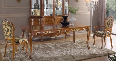 Casa Padrino Luxus Barock Esszimmer Set Grün / Braun / Gold - 1 Ausziehbarer Barock E
