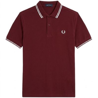Fred Perry Poloshirt T-shirt Kurzarm Polohemd Herren Twin Tipped Bordeaux