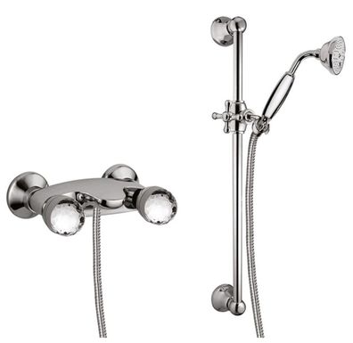 Luxus Duschgarnitur mit Swarovski Kristallglas Silber - Badezimmer Brauseset mit Brau