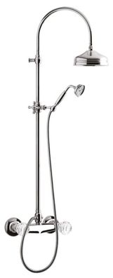 Luxus Badezimmer Duschgarnitur mit Swarovski Kristallglas Silber - Jugendstil Retro D