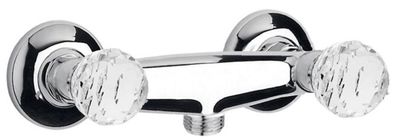 Casa Padrino Luxus Aufputz- Brausebatterie mit Swarovski Kristallglas Silber 20 x 14