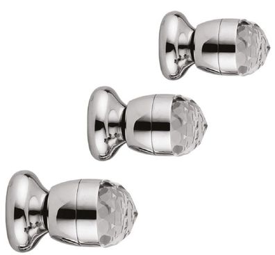 Casa Padrino Luxus Duscharmaturen Set mit Swarovski Kristallglas Silber - Badezimmer