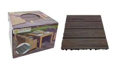 WPC-Fliesen 0,81m² 30x30cm Holzoptik Bodenfliese Terrassenfliese Balkonfliese