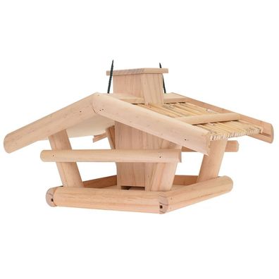 Holz Vogelhaus natur 43x30x25cm Vogelfutterspender Futterstation Futterspender