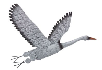 Kranich aus Metall Wandbild 46 x 33cm Wanddeko Dekofigur Gartendeko Dekovogel