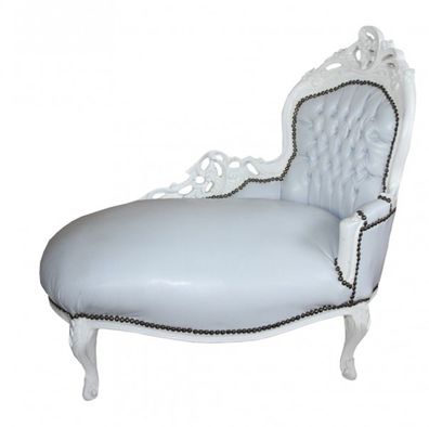 Barock Kinder Chaiselongue Weiß/ Weiß - Recamiere Barock Möbel