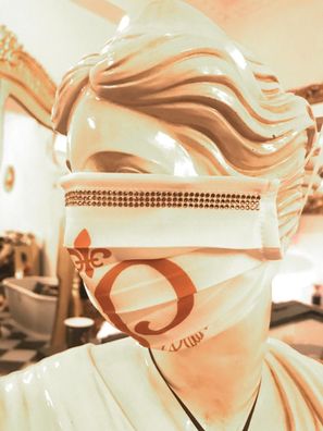Casa Padrino Bling Bling Maske Weiß / Gold - CP Maske mit goldenen Glitzersteinen