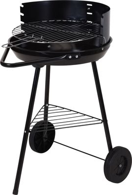 Grillwagen schwarz mit Räder Gartengrill Holzkohlegrill Standgrill Rundgrill