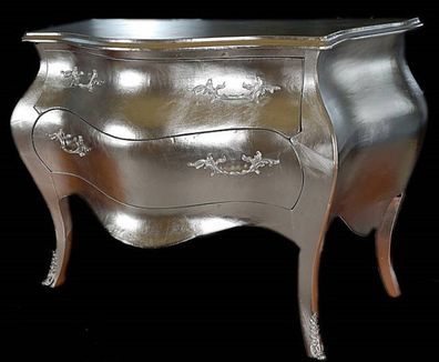 Casa Padrino Barock Kommode 120 cm SIlber - Möbel Antik Stil