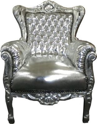 Barock Kinder Sessel Silber/Silber - Tron