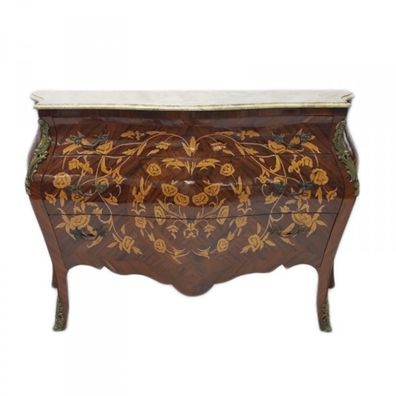 Casa Padrino Barock Kommode mit Marmorplatte Model Mahagoni