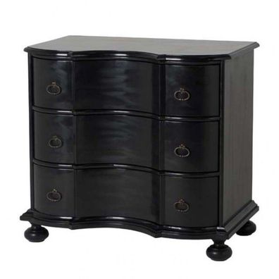 Luxus Barockstil Kommode in Schwarz mit 3 Schubladen Höhe 87 cm, Breite 94 cm, Tiefe