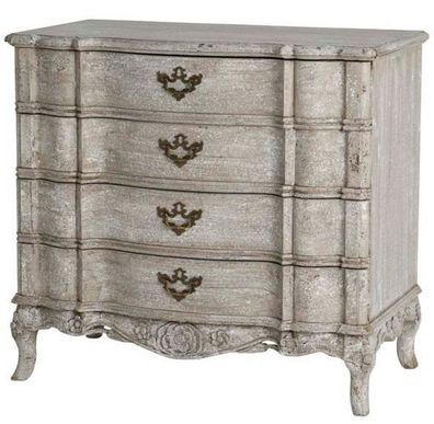 Luxus Barockstil Kommode in French/Grey mit 4 Schubladen Höhe - Hochwertige Qualität