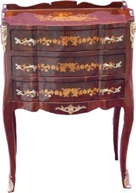 Casa Padrino Barock Kommode mit 3 Schubladen Braun Intarsien H 82 cm, B 45 cm - Model
