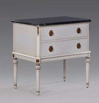 Casa Padrino Luxus Nacht Kommode passend zu Louis XIV Bett Antik Weiß / Gold aus der