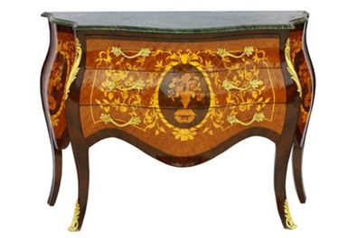 Casa Padrino Barock Kommode mit Marmorplatte Mahagonie Braun mit goldenen Metallappli