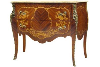 Casa Padrino Barock Kommode mit Marmorplatte Mahagonie Braun mit messingfarbenen Meta