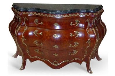 Casa Padrino Barock Kommode mit Marmorplatte Mahagoni Braun mit goldenen Metallapplik