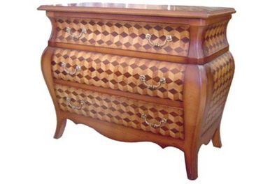 Casa Padrino Barock Kommode Mahagoni Braun Rautenmuster mit messingfarbenen Metallgri