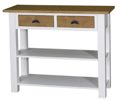 Casa Padrino Landhausstil Konsolentisch mit 2 Schubladen Weiß / Naturfarben 110 x 45