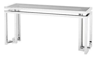 Casa Padrino Luxus Konsole Edelstahl / getöntes Glas 160 x 45 x H. 76 cm - Konsolen T