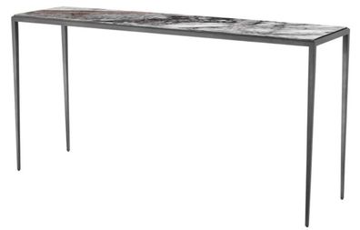 Casa Padrino Wohnzimmer Konsole in bronze mit weißer Marmorplatte 152 x 40 x H. 76 cm