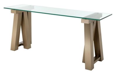 Casa Padrino Luxus Konsole Messing 90 x 25 x H. 90 cm - Wohnzimmermöbel