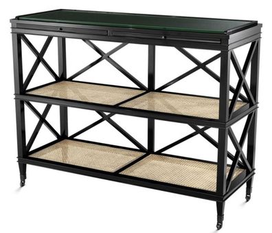 Casa Padrino Luxus Konsole Schwarz / Naturfarben 124 x 47 x H. 96 cm - Limited Editio