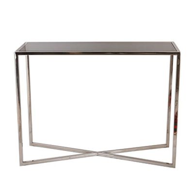 Casa Padrino Designer Konsole Silber 100 x 35 xH. 75 cm - Konsolentisch mit schwarzer