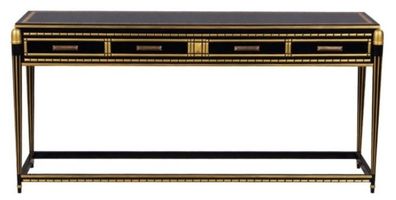 Casa Padrino Luxus Wohnzimmer Konsolentisch Schwarz / Gold 171 x 46 x H. 80 cm - Luxu