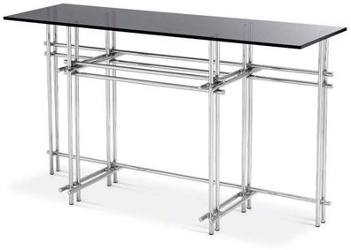 Casa Padrino Designer Konsole Silber / Grau 131 x 36,5 x H. 73 cm - Edelstahl Konsole