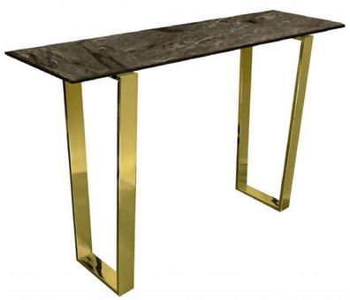 Casa Padrino Luxus Konsole Braun / Gold 122 x 36 x H. 76 cm - Moderner Konsolentisch