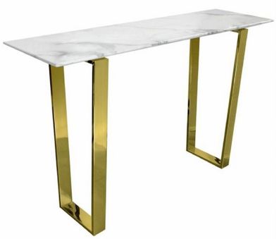 Casa Padrino Luxus Konsole Weiß / Gold 122 x 36 x H. 76 cm - Moderner Konsolentisch m