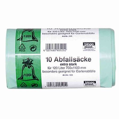 Abfallsäcke 75 my grün 120 l, 10 Stück