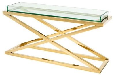 Casa Padrino Luxus Konsole / Konsolentisch Gold 150 x 45 x H. 77 cm - Hotel Möbel