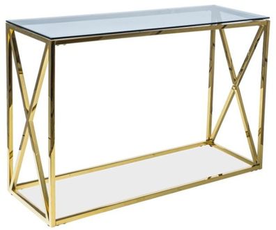 Casa Padrino Luxus Konsole Gold / Grau 120 x 40 x H. 78 cm - Edelstahl Konsolentisch