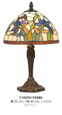 Casa Padrino Tiffany Tischleuchte Ø 25 x H. 40 cm - Handgefertigte Tiffany Hockerleuc