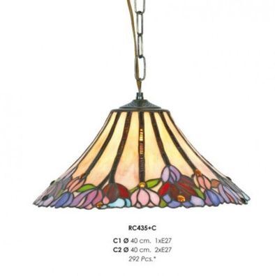 Handgefertigte Tiffany Pendelleuchte Hängeleuchte Durchmesser 40 cm, 1-Flammig - Leuc