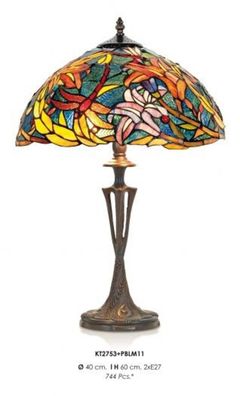 Handgefertigte Tiffany Hockerleuchte Tischleuchte Höhe 60 cm, Durchmesser 40 cm - Leu