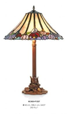 Handgefertigte Tiffany Hockerleuchte Tischleuchte Höhe 61 cm, Durchmesser 40 cm - Leu