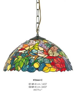 Casa Padrino Handgefertigte Tiffany Pendelleuchte Hängeleuchte Durchmesser 40 cm, 1-F