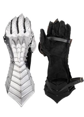 Plattenhandschuhe, blank, vernietet und vernäht