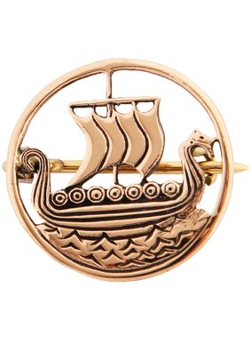 Wikinger Brosche mit Drachenboot, aus Bronze