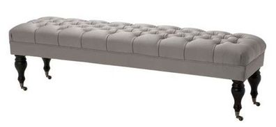 Casa Padrino Luxus Sitzhocker Chesterfield Grau Hocker - Möbel Schlafzimmer Wohnzimme