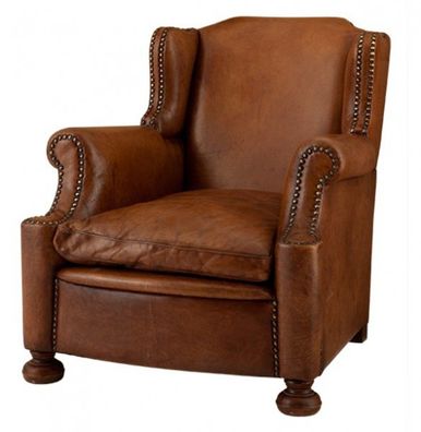 Chesterfield Luxus Echt Leder Ohrensessel Harvard Vintage Leder Braun von Cas