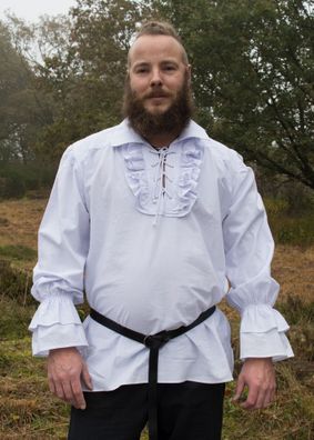 Mittelalter Piratenhemd Henry, weiß (blauer Farbstich)