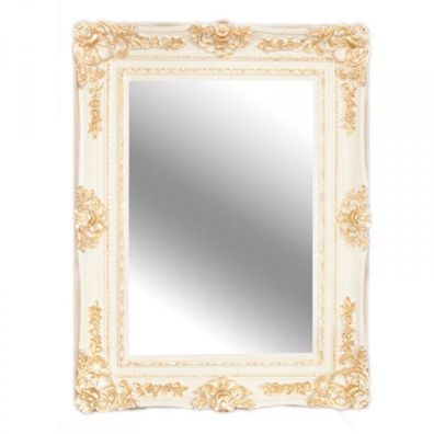 Casa Padrino Barock Wandspiegel Weiß/ Gold Antik-Look Höhe 121 cm, Breite 90 cm - Ede