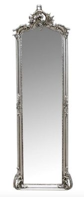 Casa Padrino Barock Wandspiegel Silber 54 x H. 172 cm - Wohnzimmer Spiegel Antik Stil